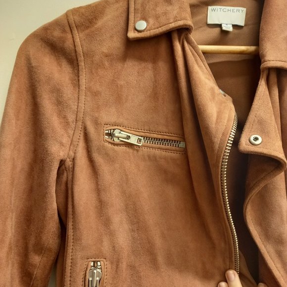 Witchery Suede Biker Style Jacket Size 6 - Picture 5 of 8
